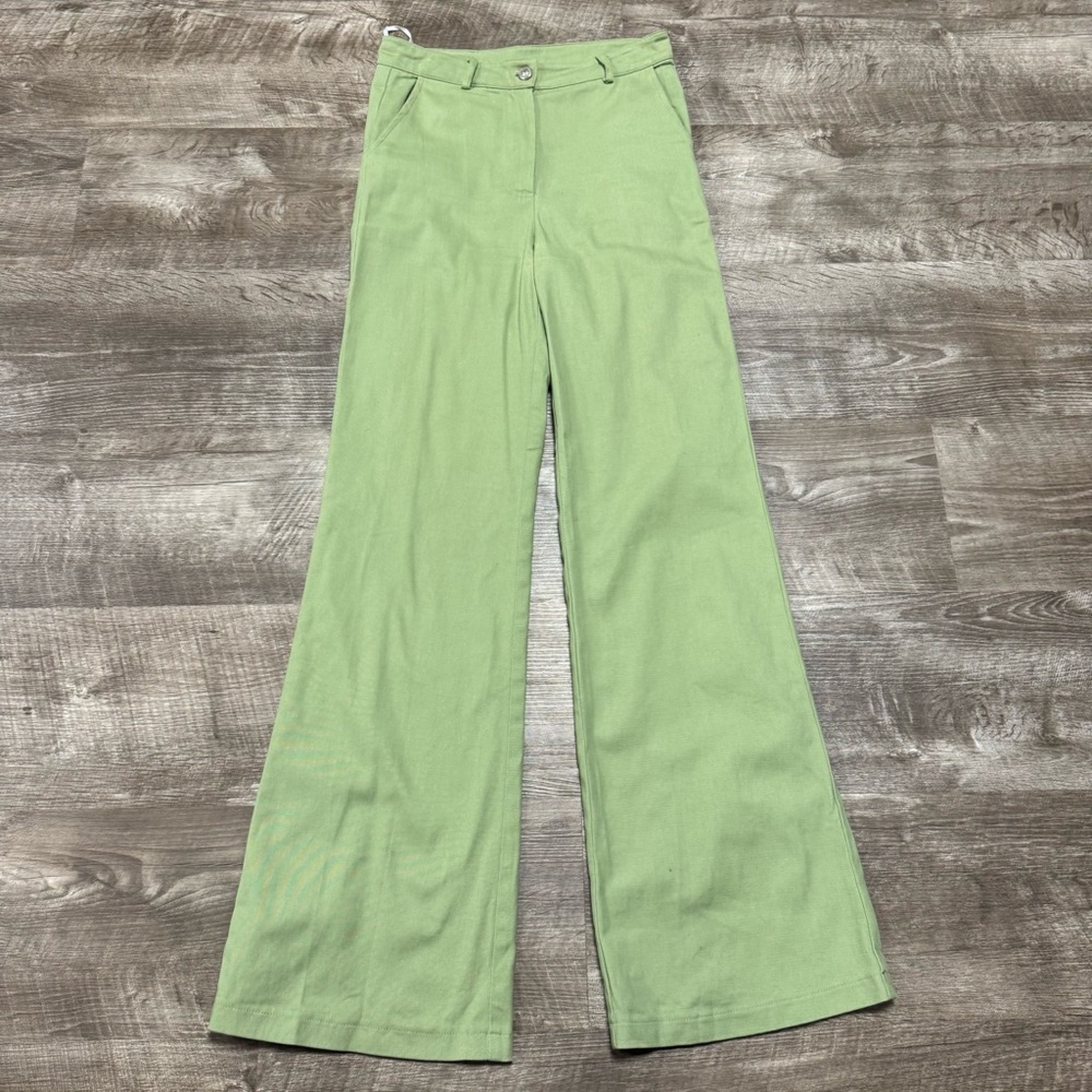 Princess Polly Green High Rise Wide Leg Pants Size 4
